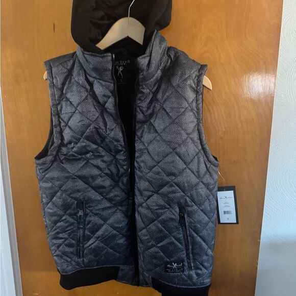 Black Puffer Vest Mens Small Zip Pockets Marc Ecko - Picture 1 of 3